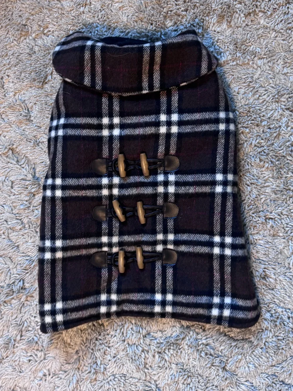 Plaid Dog Coat with Toggle Closures